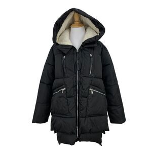 XUEYUGE Puffer Coat Womens S Small Water Resistant Nylon Faux Fur Hooded Parka